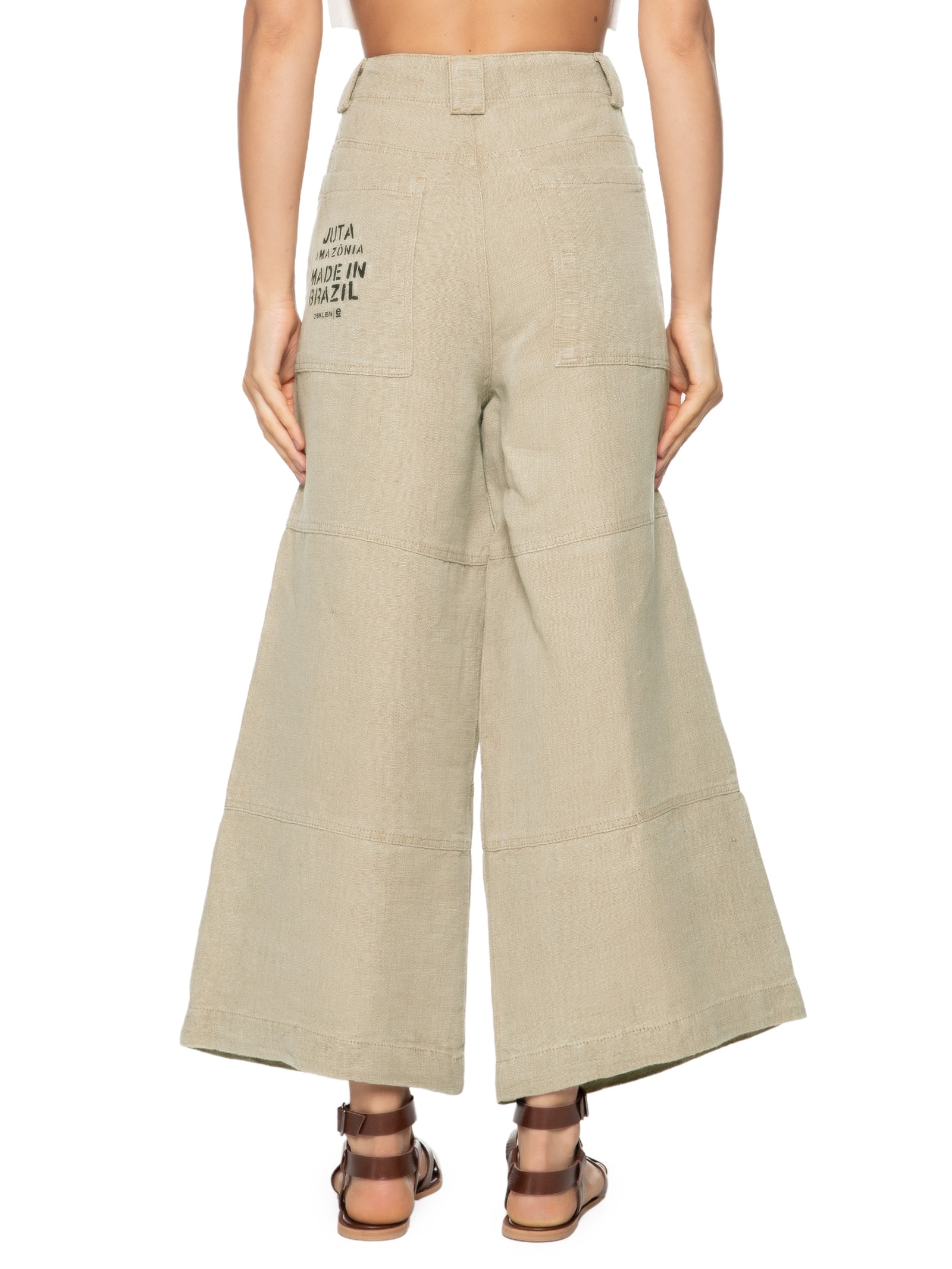 Calça Feminina Recortes Juta Bege Osklen