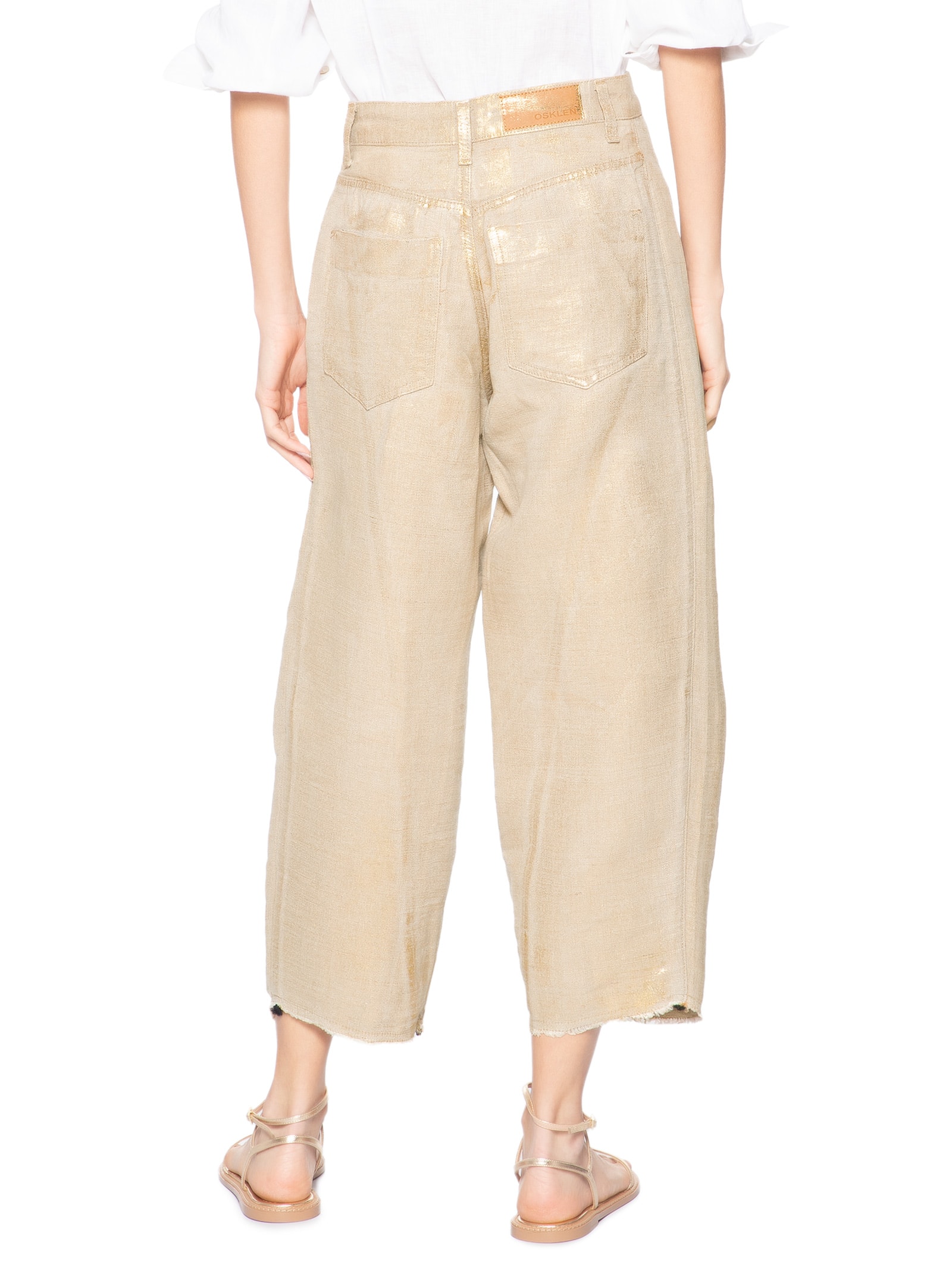 Calça Feminina Recortes Juta Gold Dourado Osklen