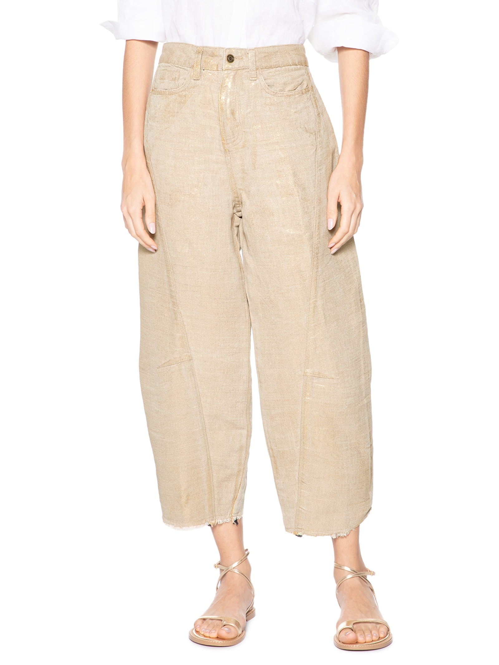 Calça Feminina Recortes Juta Gold Dourado Osklen