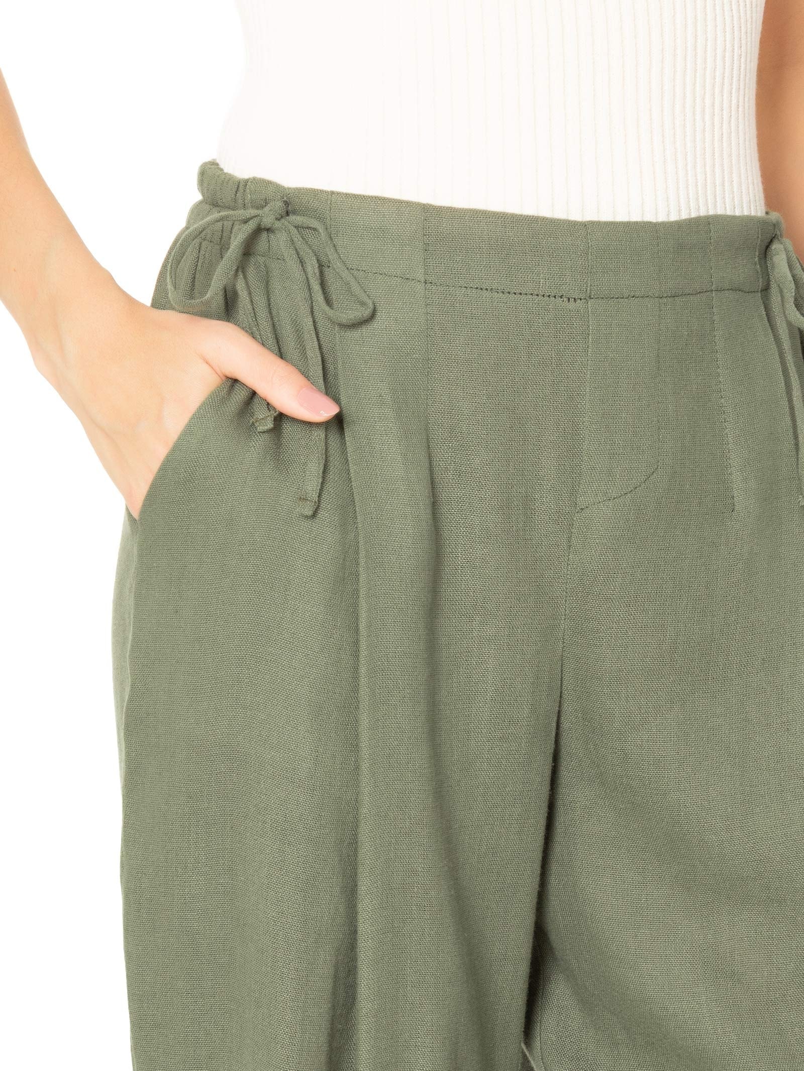 Calça Feminina Regulagem Linho Reciclado Verde Osklen