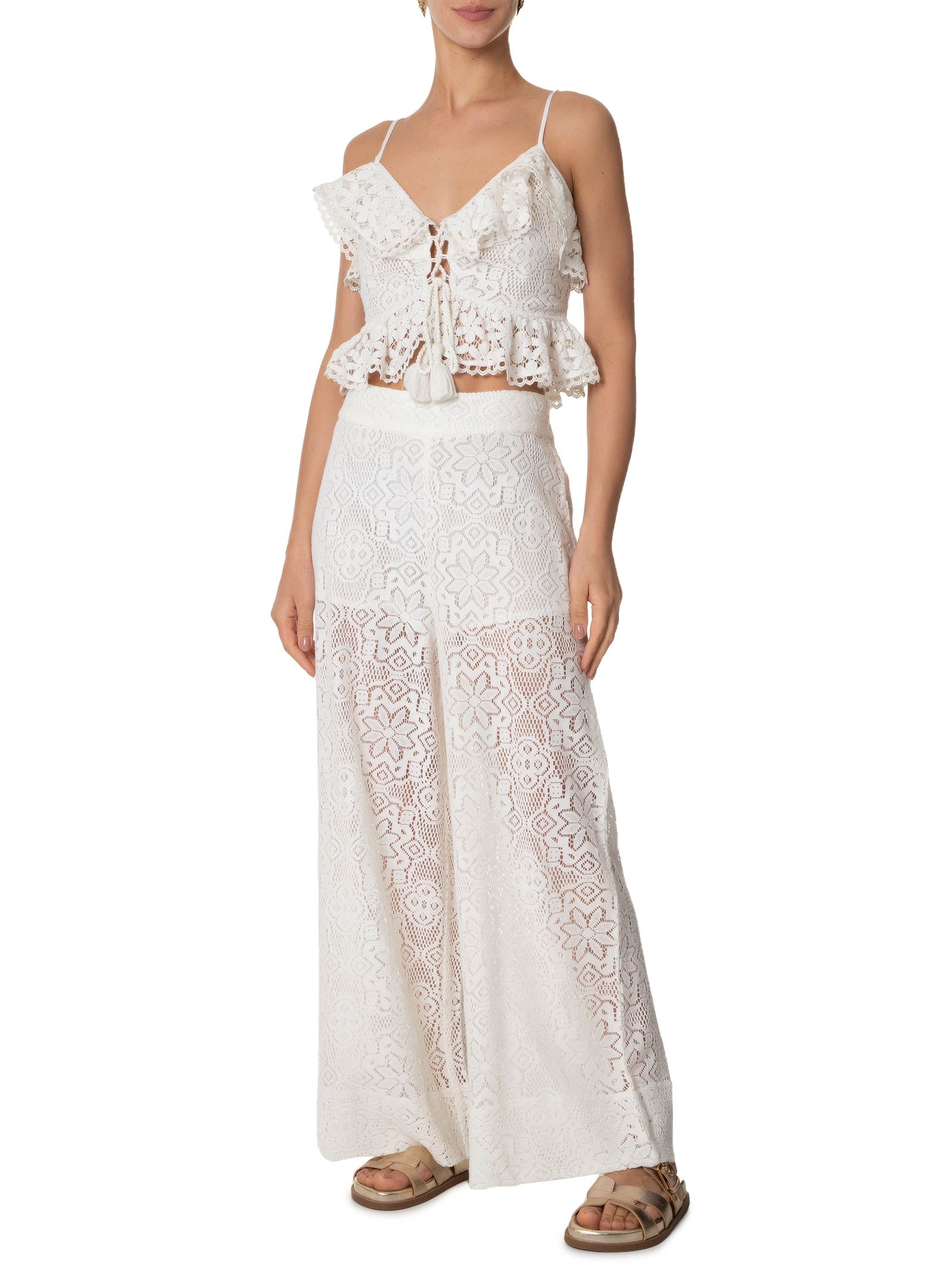 Calça Feminina Renda Artesanal Branco Farm