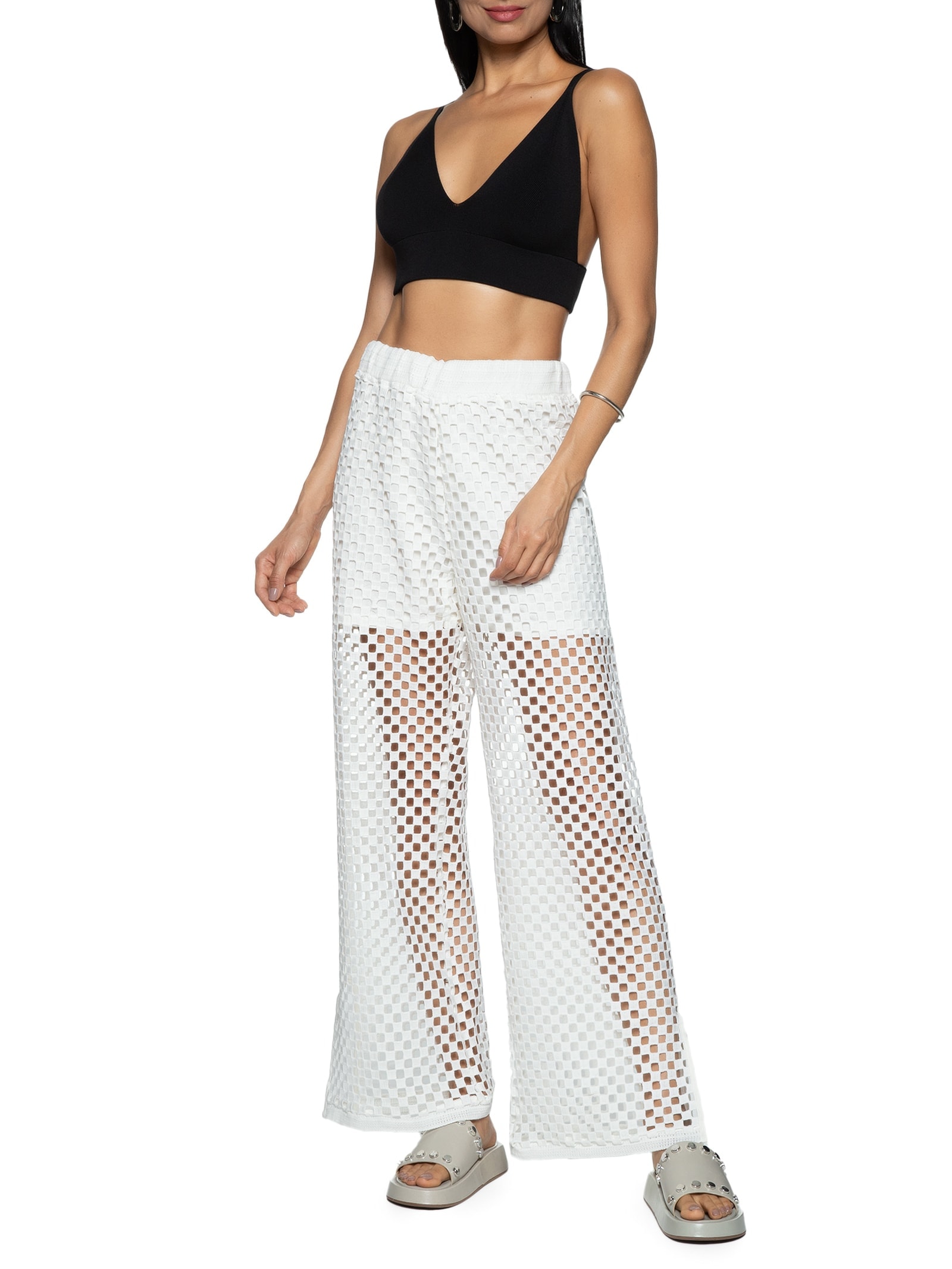 Calça Feminina Renda Off White  Dzarm