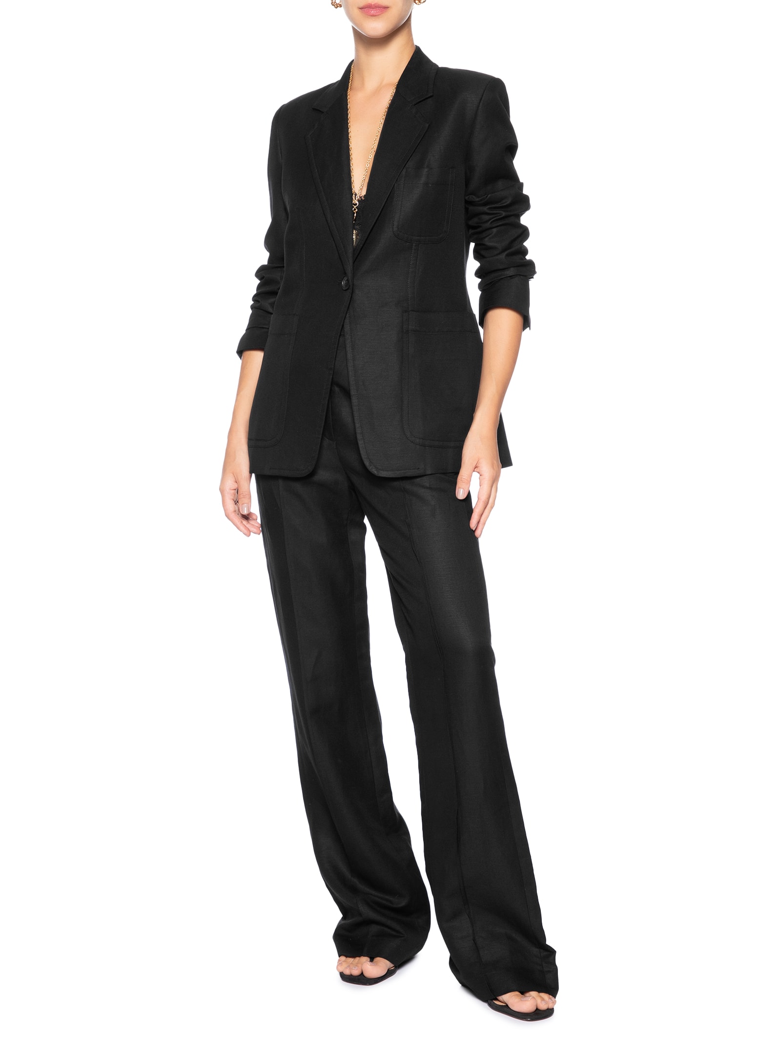 Calça Feminina Reta Alfaiataria Brumas Preto Animale