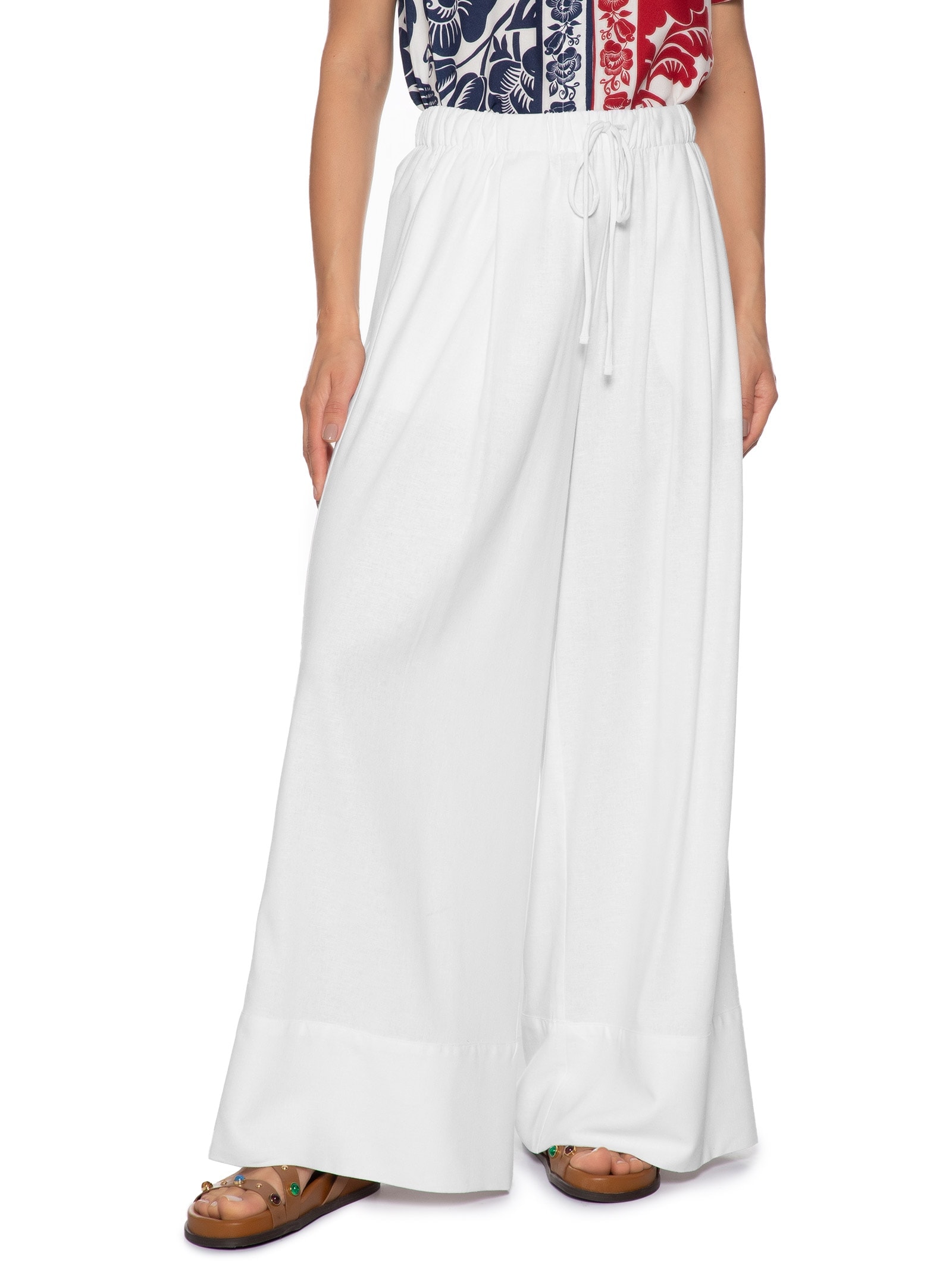 Calça Feminina Reta Amarração Branco Farm