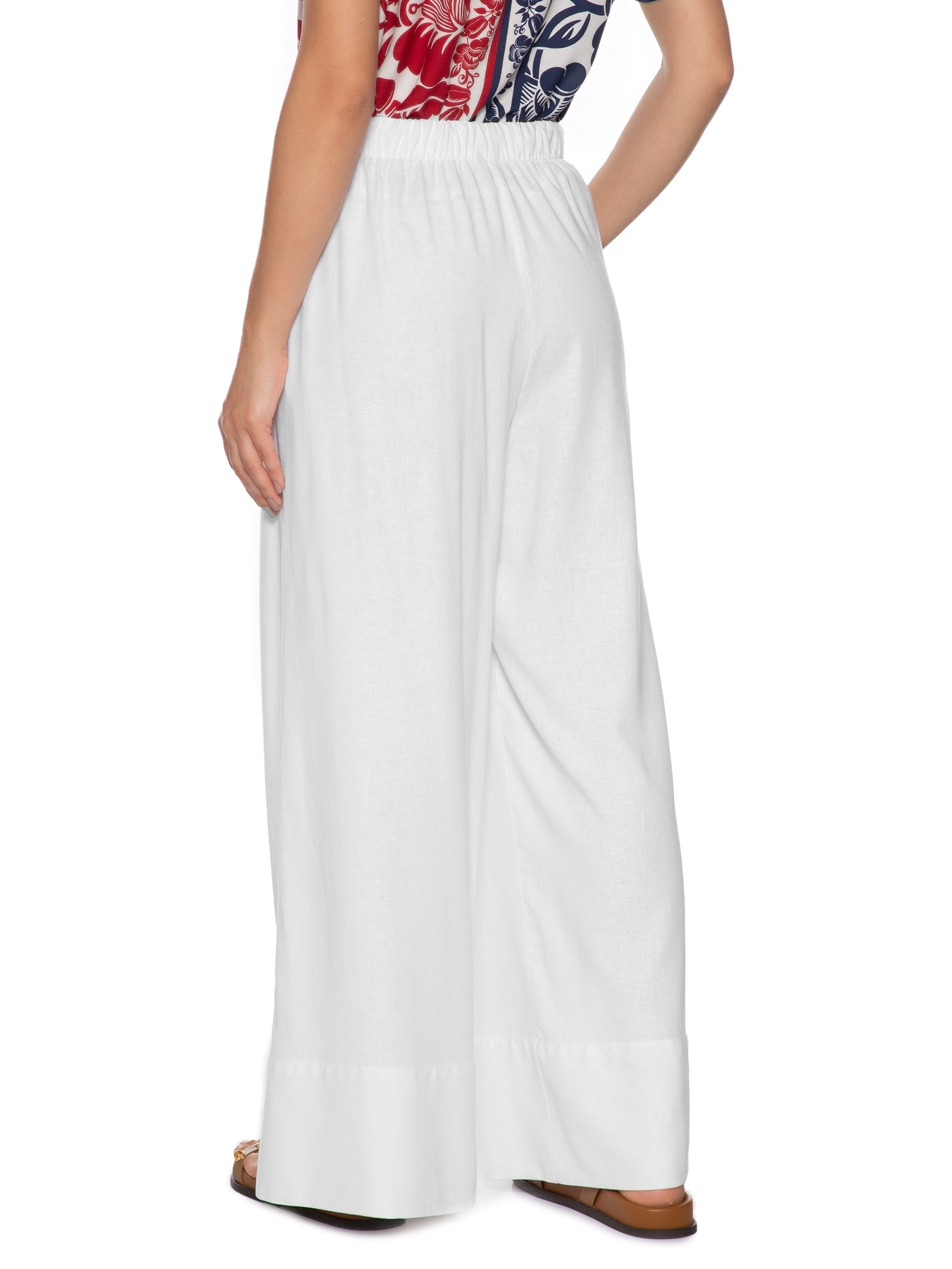 Calça Feminina Reta Amarração Branco Farm