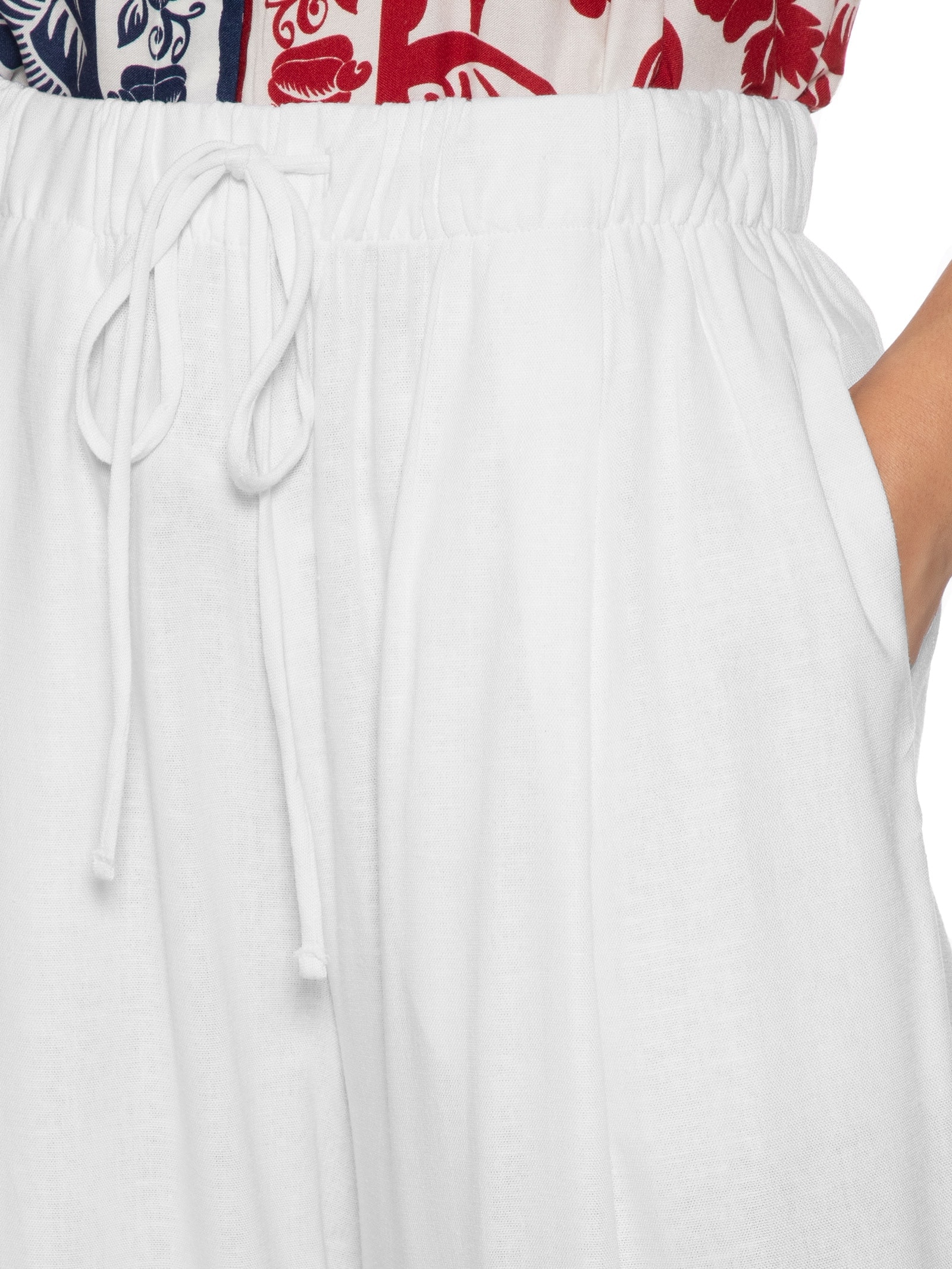 Calça Feminina Reta Amarração Branco Farm