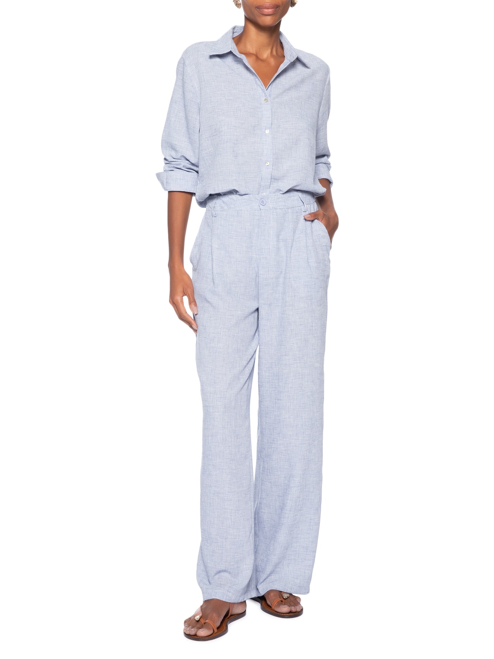 Calça Feminina Reta Azul Basiq