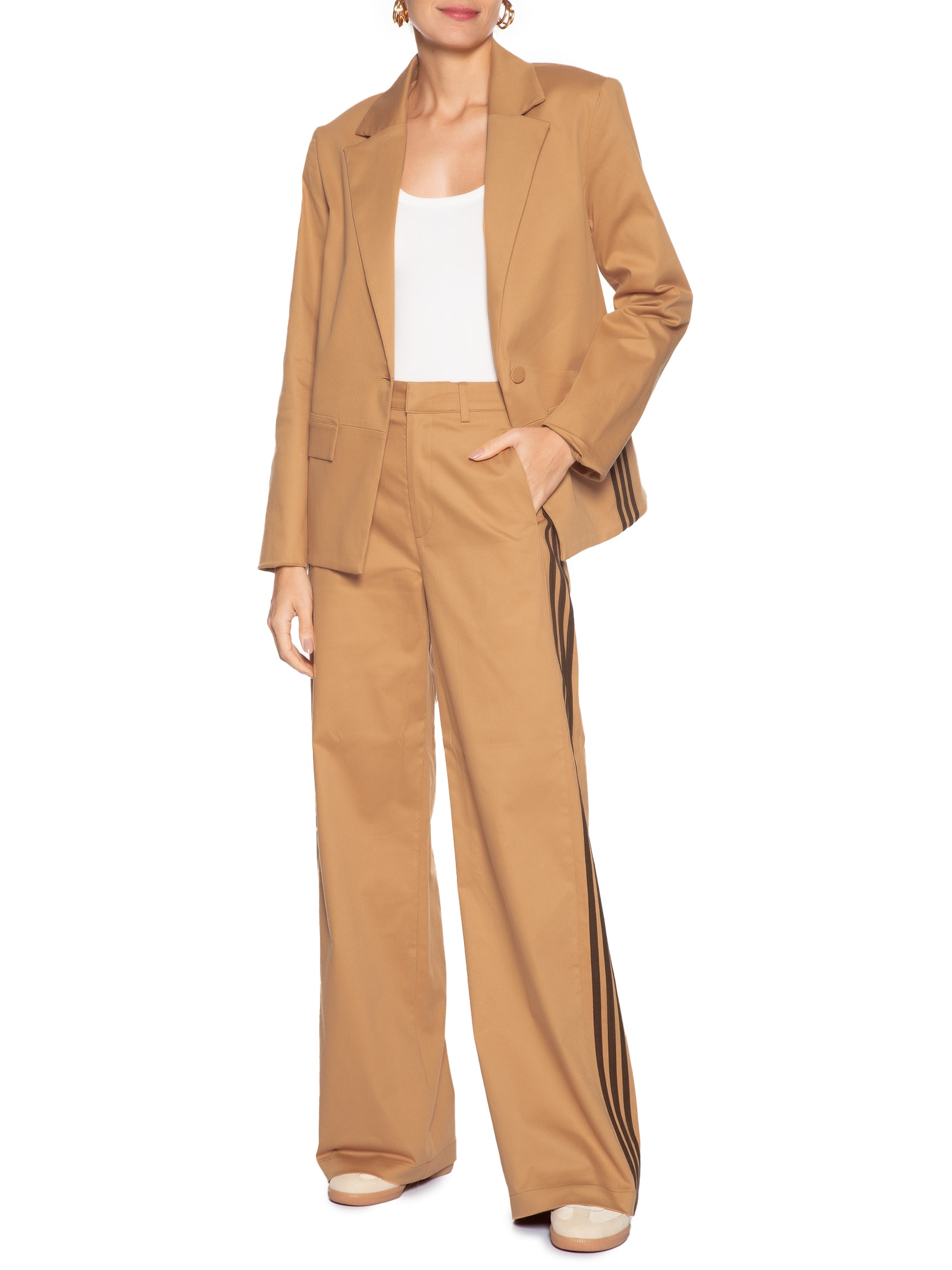 Calça Feminina Reta Bege Forum + Adidas