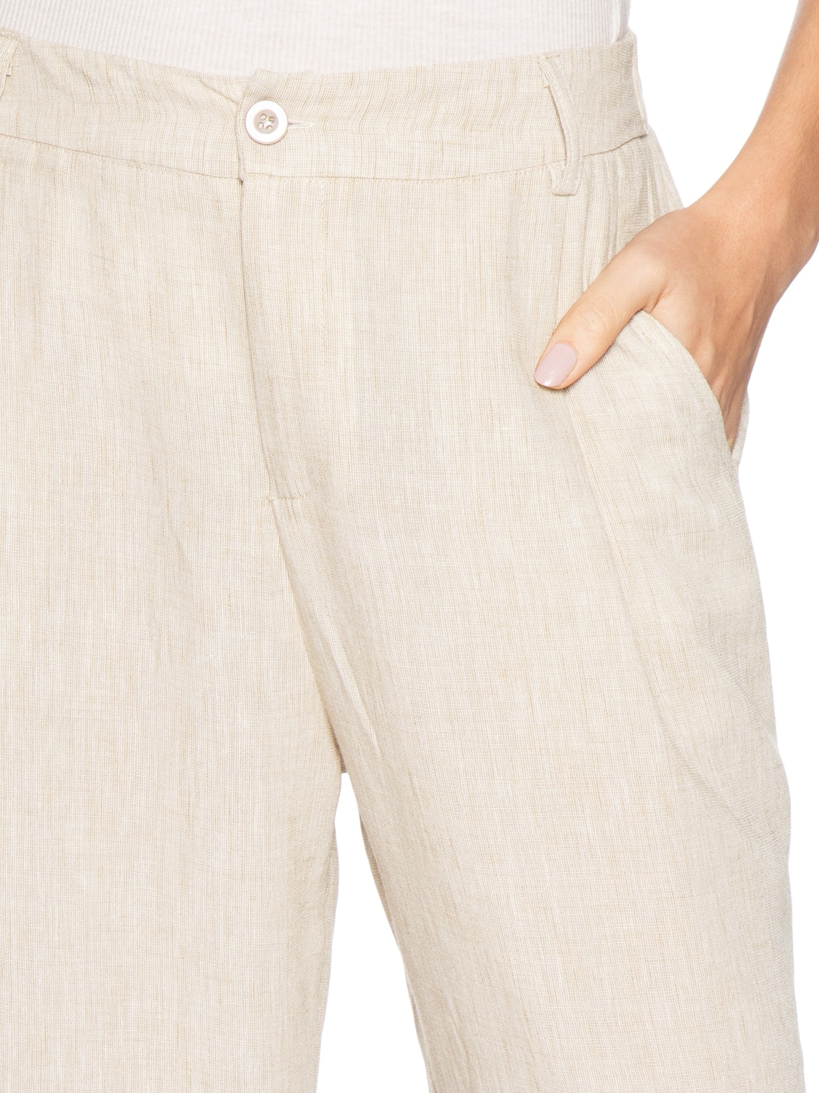 Calça Feminina Reta Bege Basiq