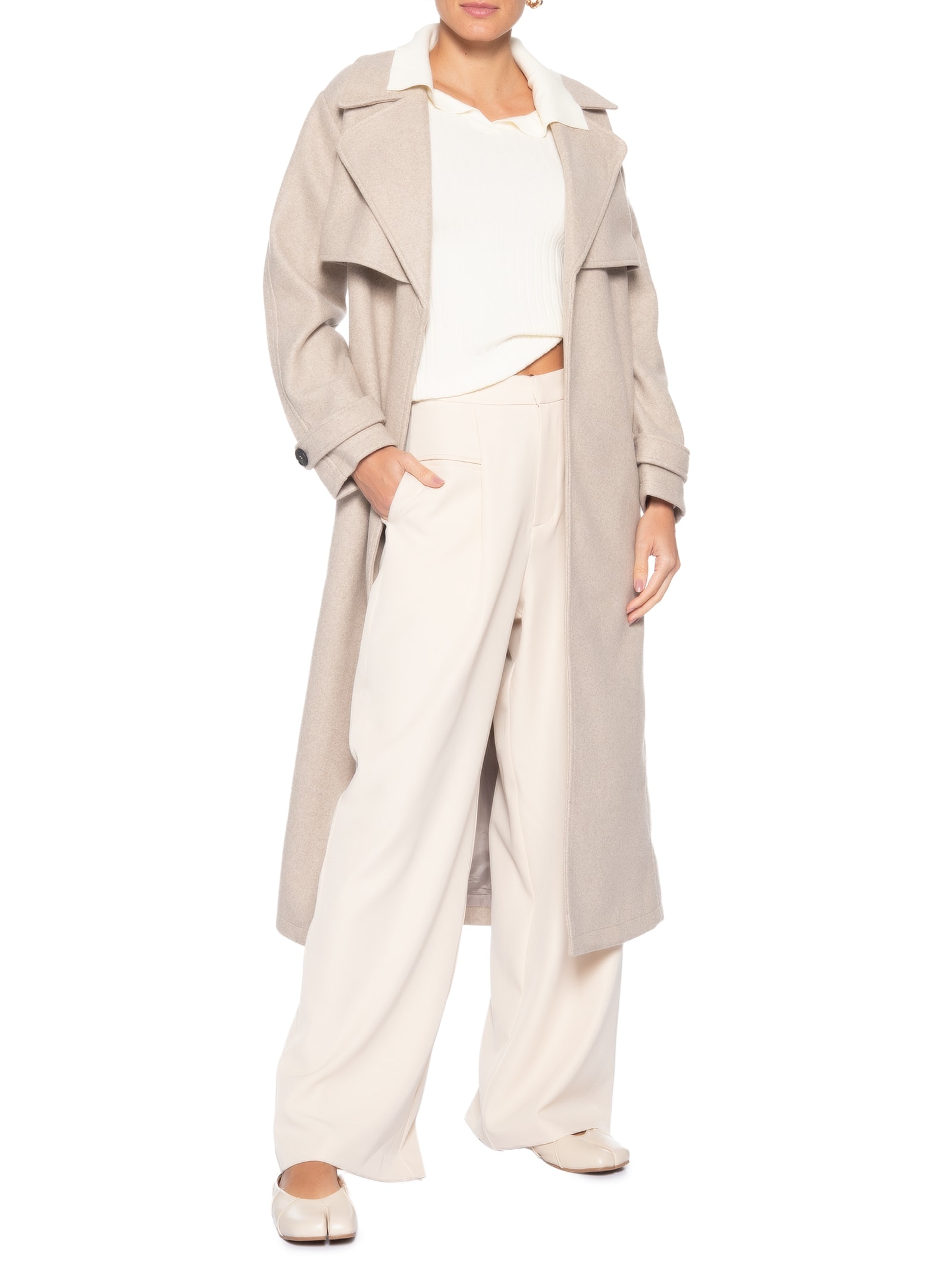 Calça Feminina Reta Bege Market 33
