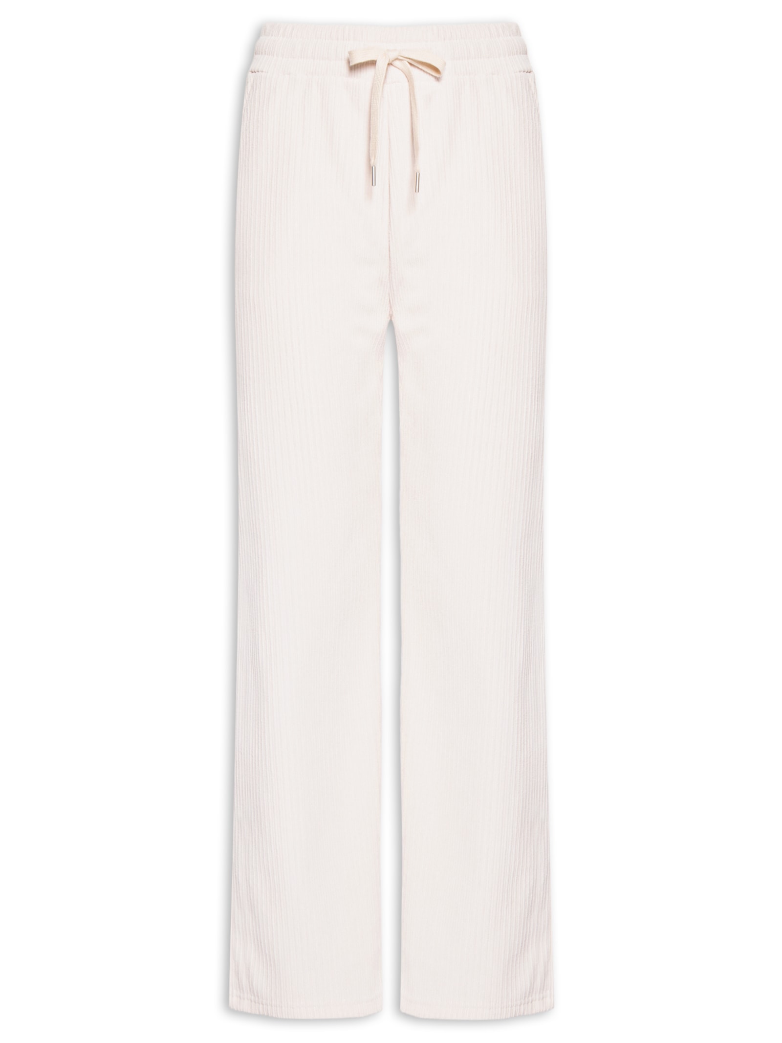 Calça Feminina Reta Canelada Aveludada Off White Basiq