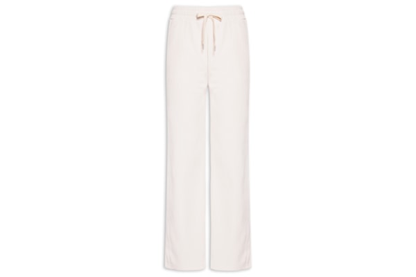 Calça Feminina Reta Canelada Aveludada - Off White