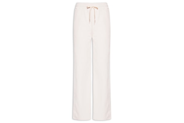 Calça Feminina Reta Canelada Aveludada - Off White
