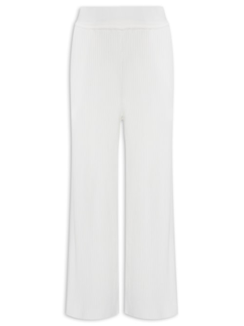Calça Feminina Reta Canelada – Branco