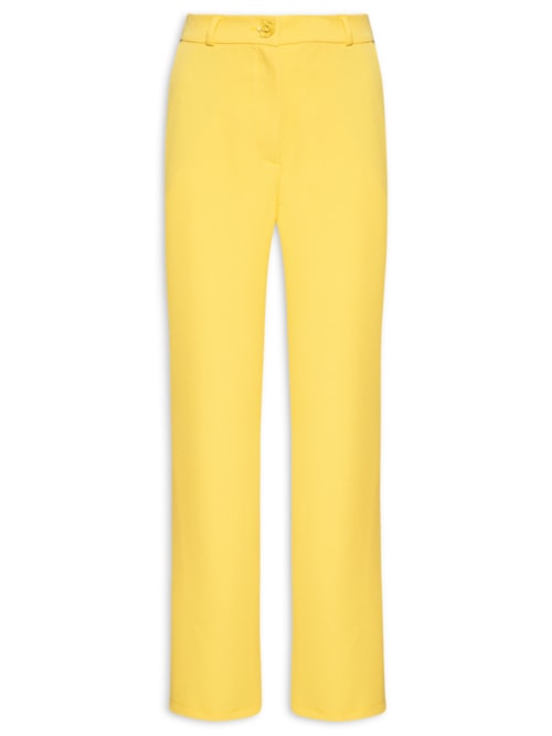 Calça Feminina Reta Cintura Alta – Amarelo
