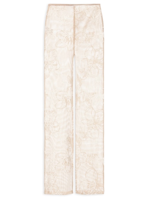 Calça Feminina Reta Cintura Alta – Bege