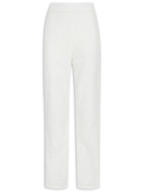Calça Feminina Reta Cintura Alta - Branco
