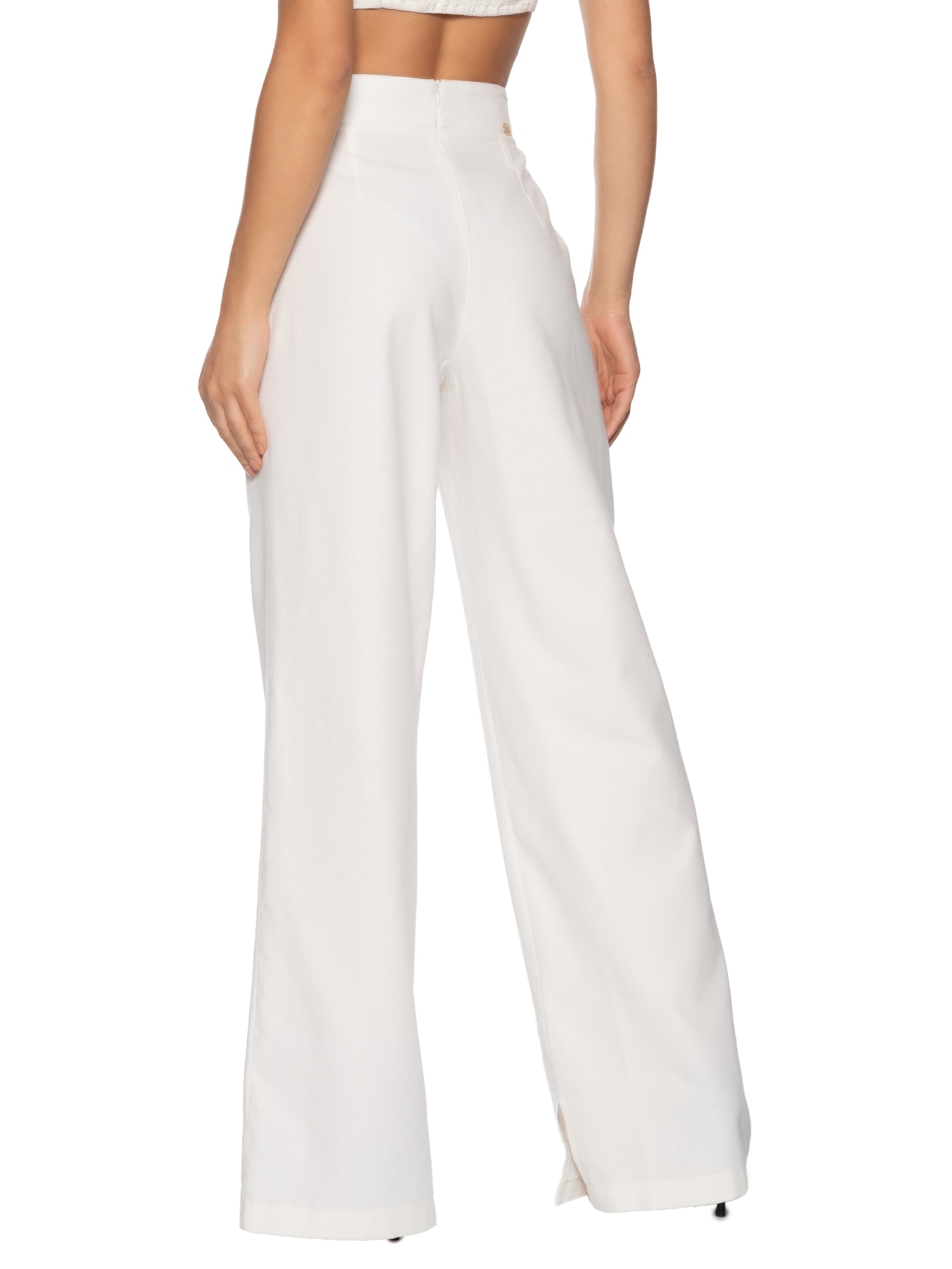 Calça Feminina Reta Cintura Alta Branco Lança Perfume