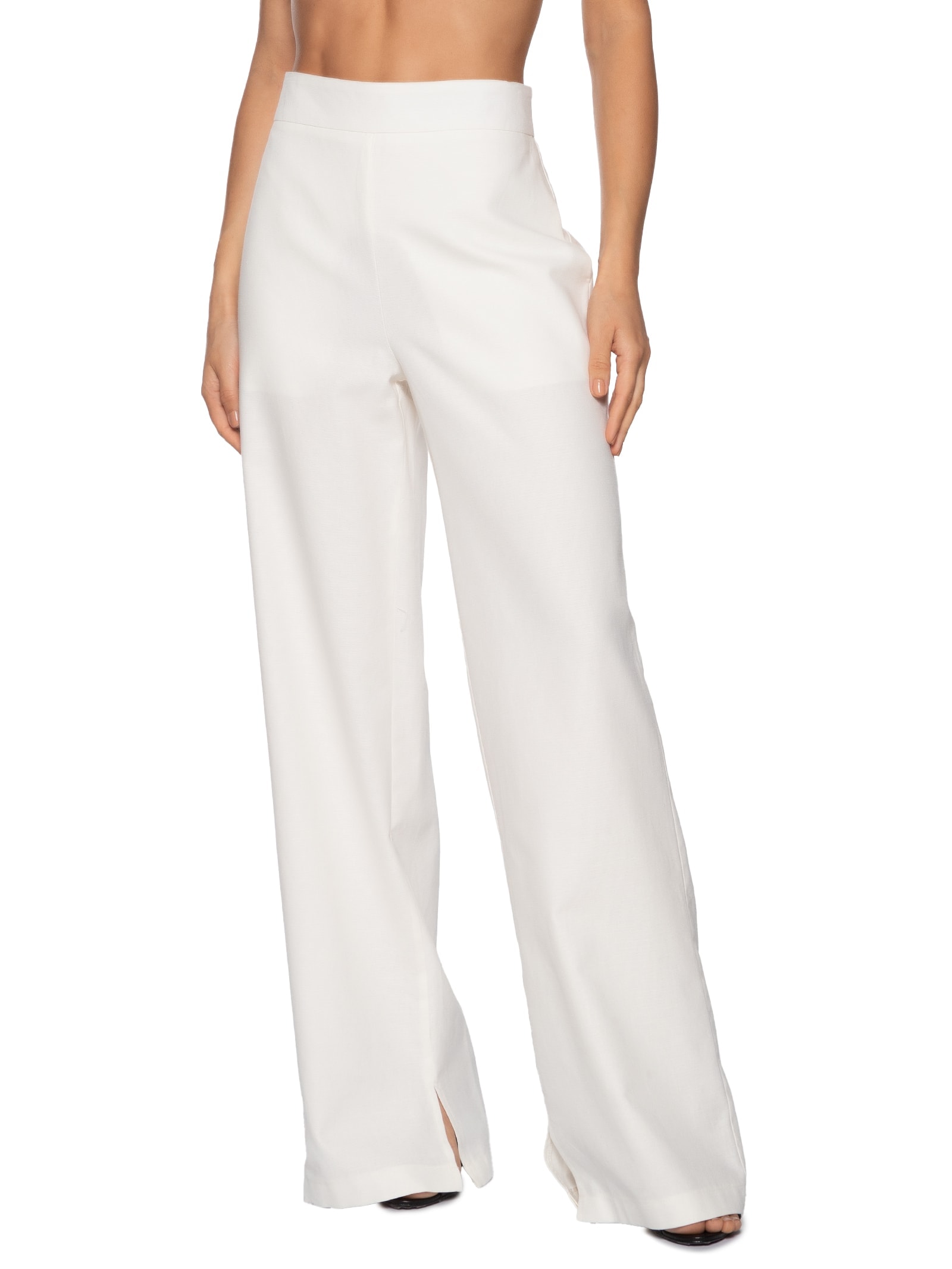 Calça Feminina Reta Cintura Alta Branco Lança Perfume