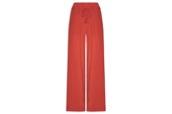 Calça Feminina Reta Cintura Elástico - Vermelho