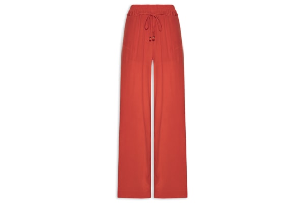 Calça Feminina Reta Cintura Elástico - Vermelho