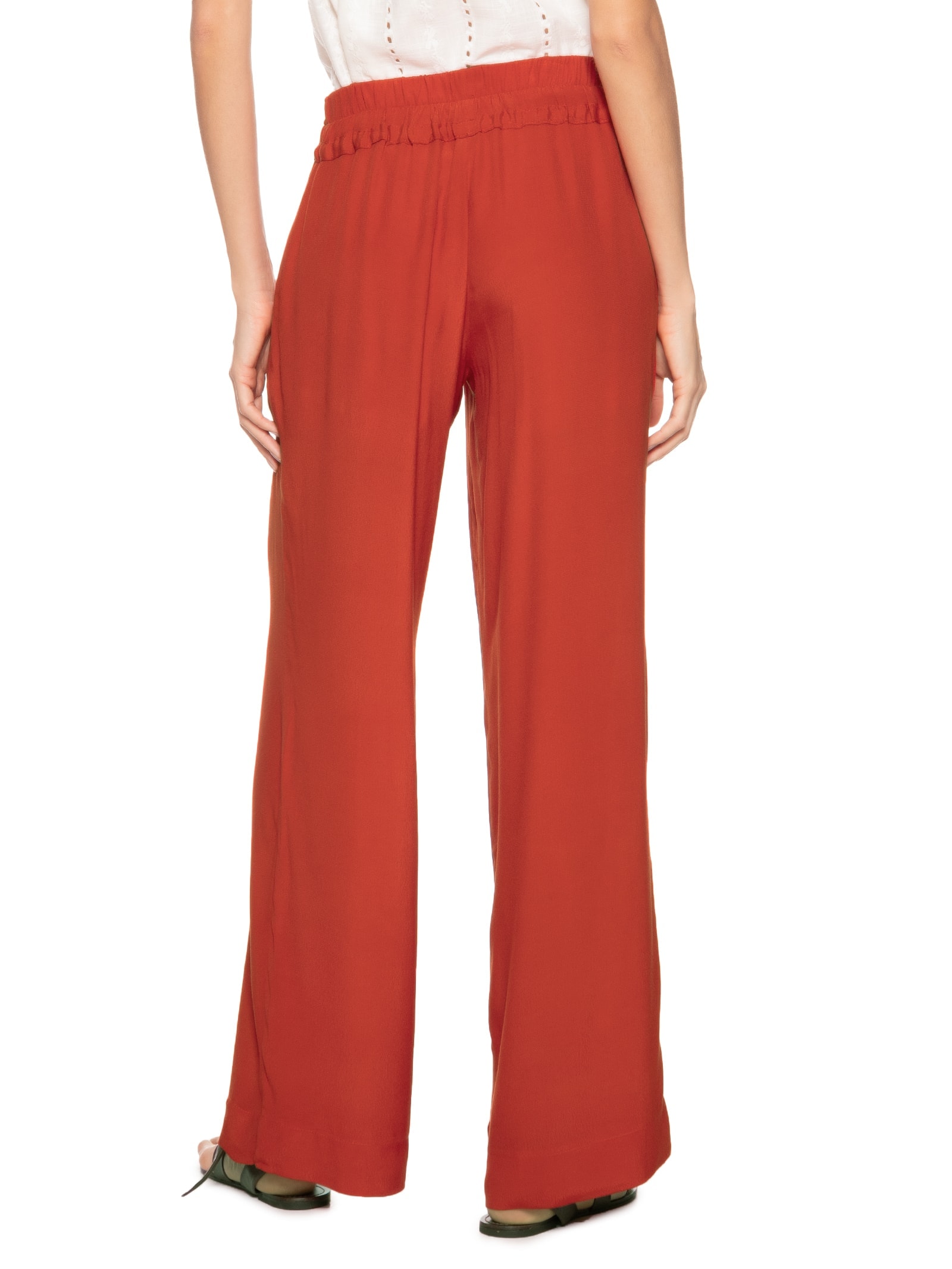 Calça Feminina Reta Cintura Elástico Vermelho Maria Filó