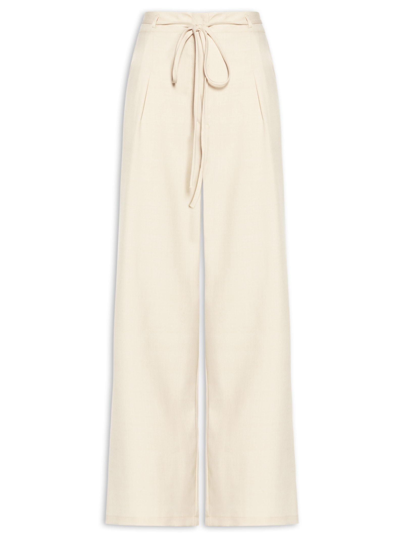 Calça Feminina Reta Com Amarração Off White Basiq