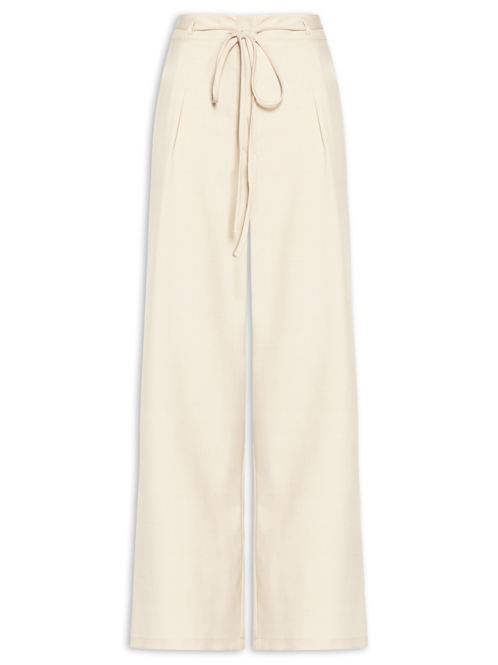 Calça Feminina Reta Com Amarração Off White Basiq