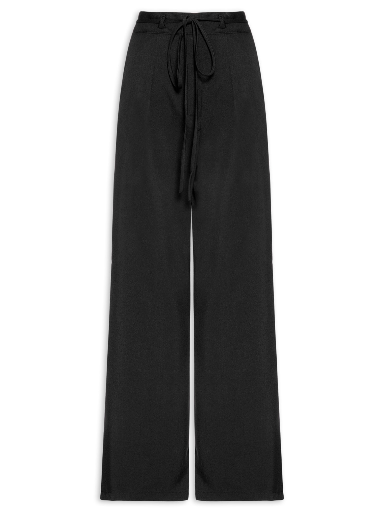 Calça Feminina Reta Com Amarração Preto Basiq