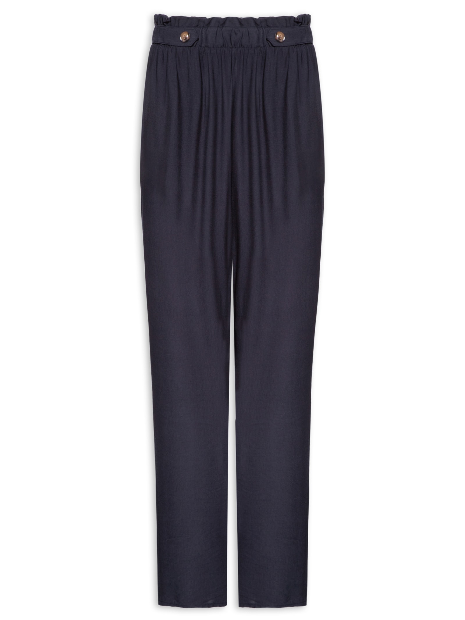 Calça Feminina Reta Com Bolso Azul Basiq