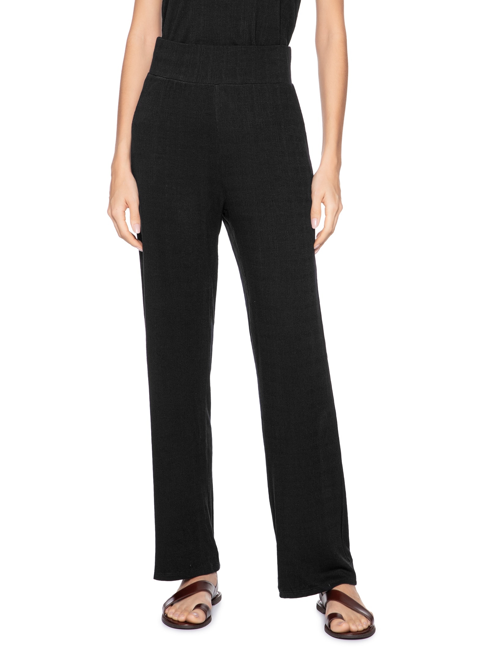 Calça Feminina Reta Com Bolso Preto Basiq