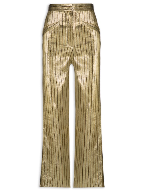 Calça Feminina Reta Com Bolsos – Dourado