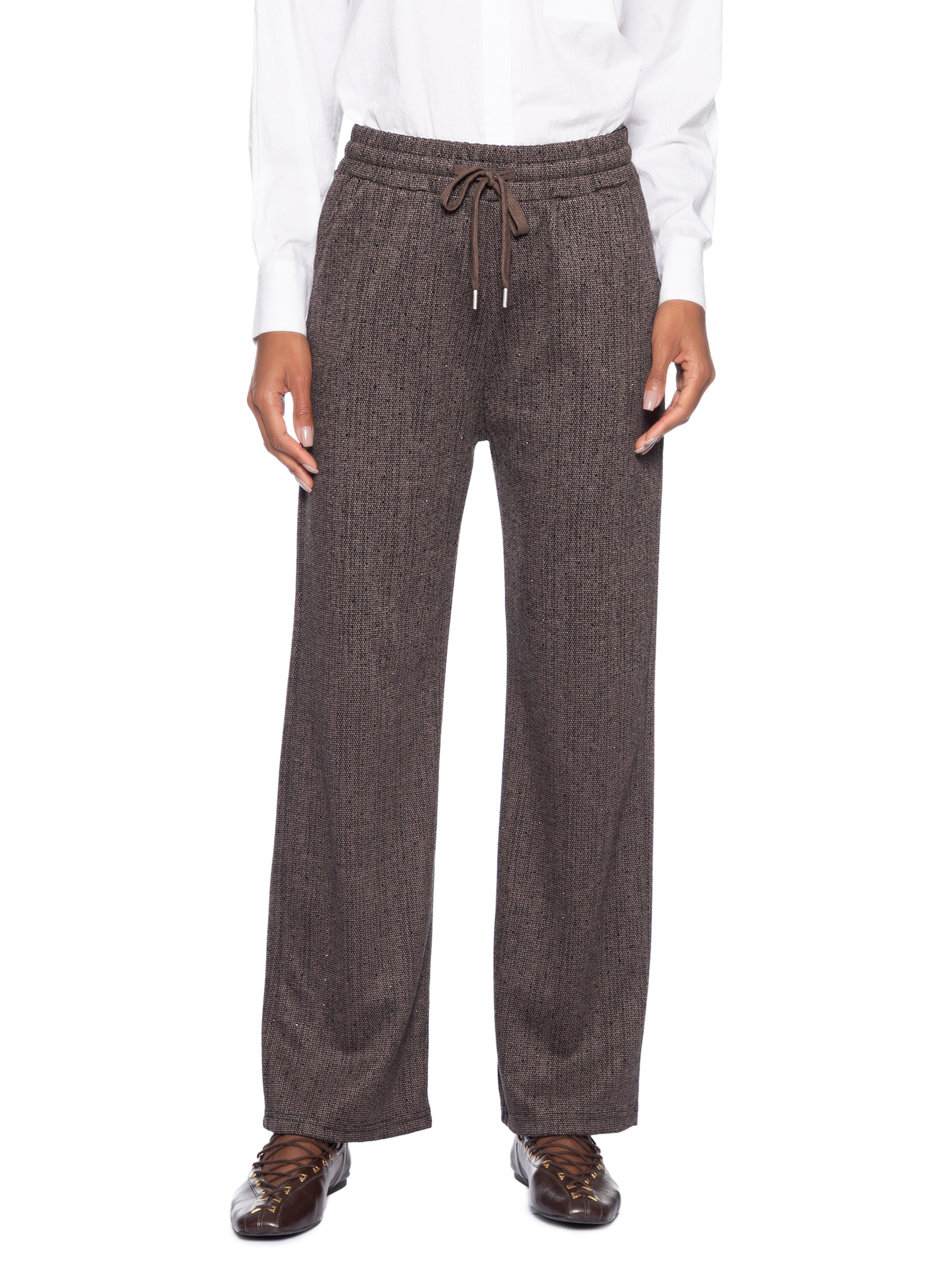Calça Feminina Reta Com Strass Marrom Market 33