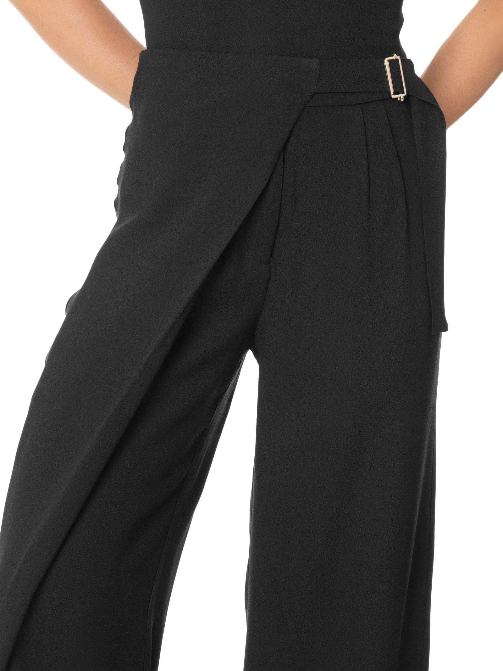 Calça Feminina Reta Com Transpasse Preto '2Essential