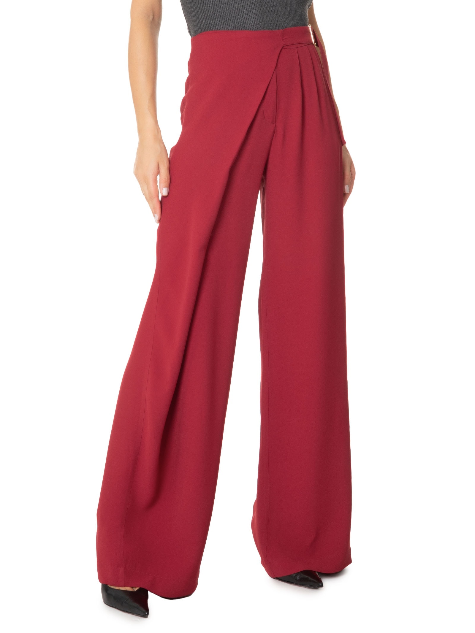 Calça Feminina Reta Com Transpasse Vermelho '2Essential