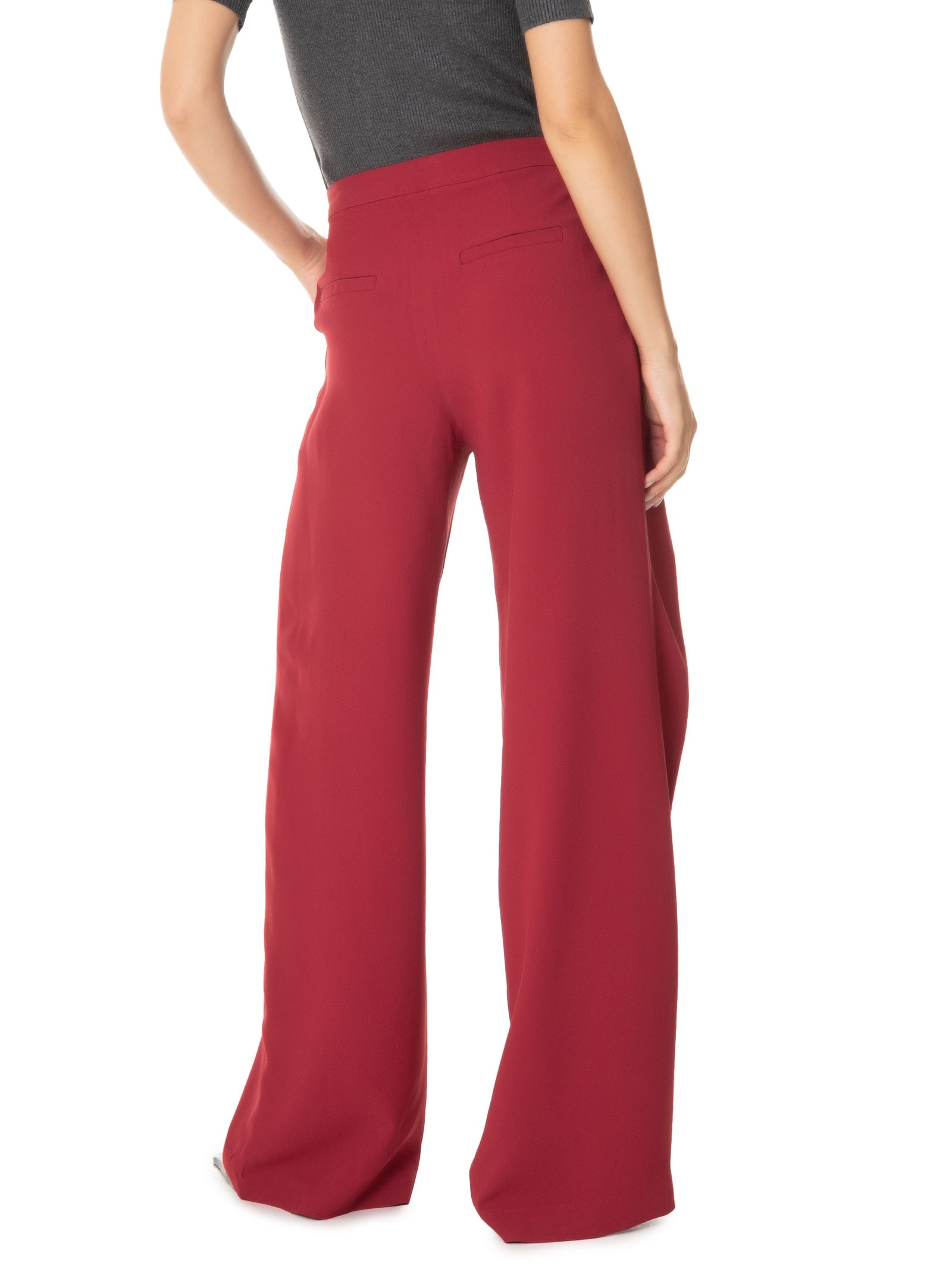 Calça Feminina Reta Com Transpasse Vermelho '2Essential