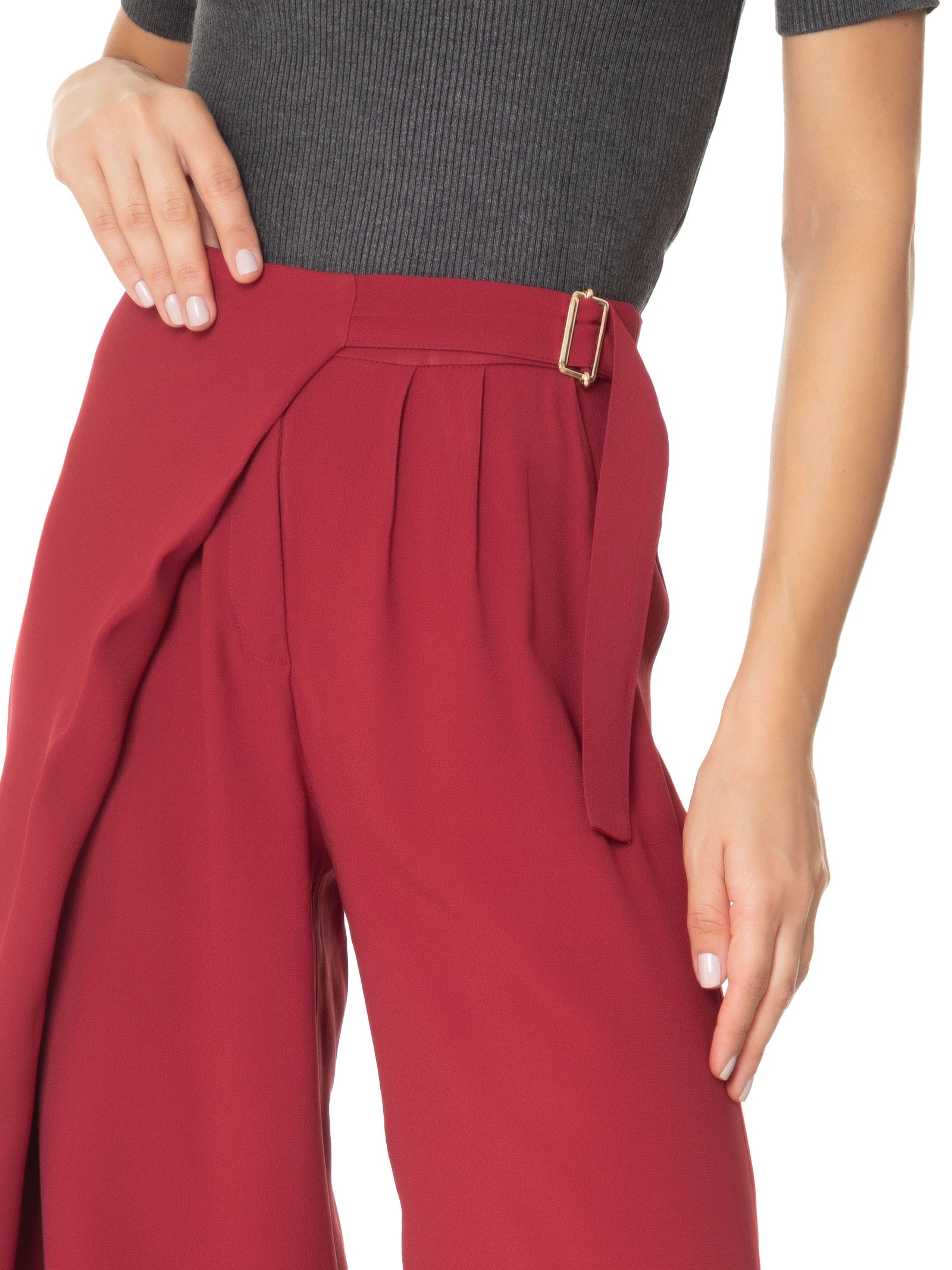 Calça Feminina Reta Com Transpasse Vermelho '2Essential