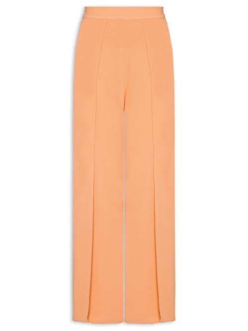 Calça Feminina Reta Coral Conha Recorte Frontal – Laranja