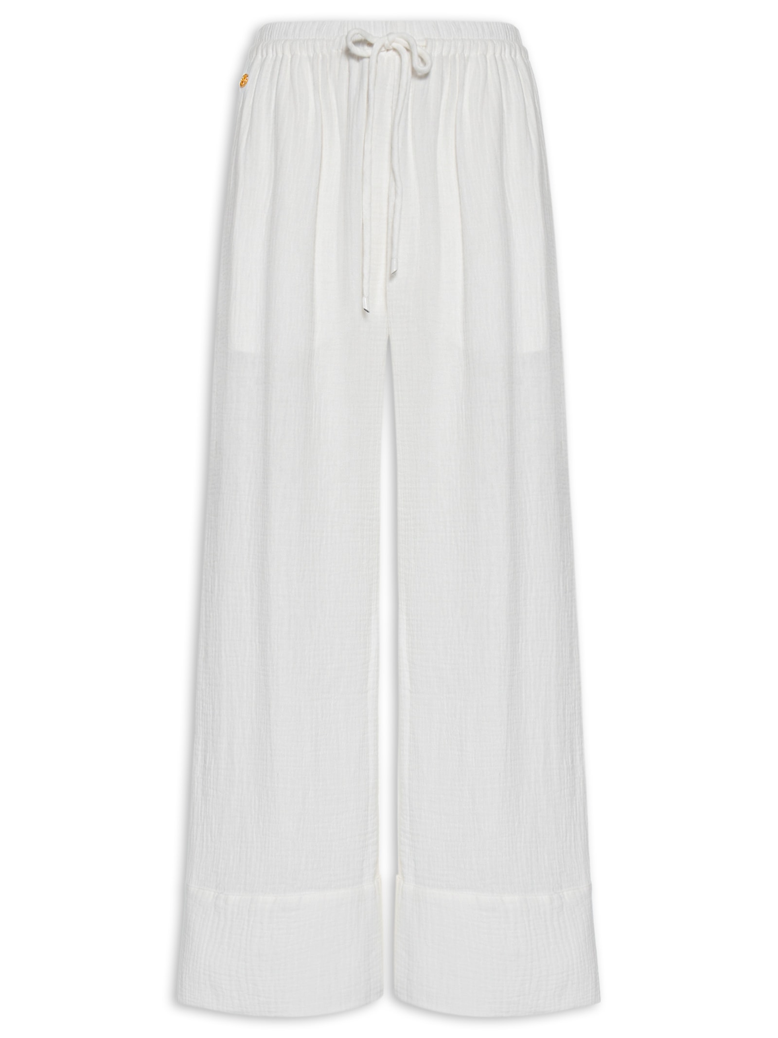 Calça Feminina Reta Crinkle – Branco Farm Praia