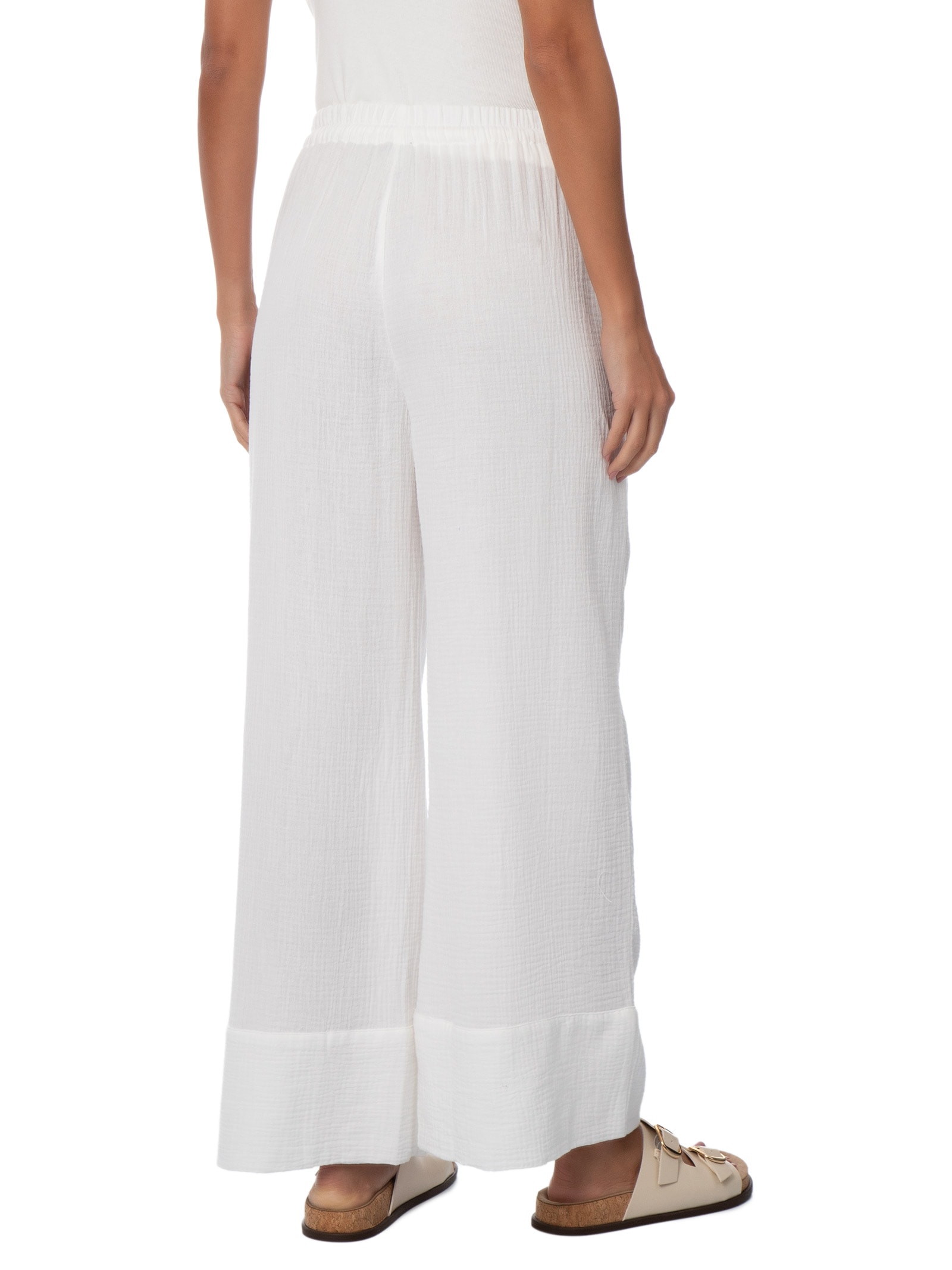 Calça Feminina Reta Crinkle – Branco Farm Praia