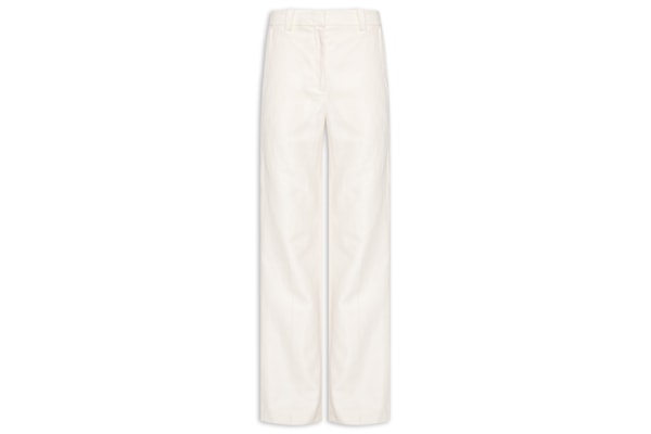 Calça Feminina Reta De Algodão Com Linho - Off White