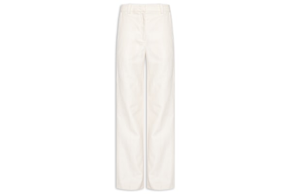 Calça Feminina Reta De Algodão Com Linho - Off White