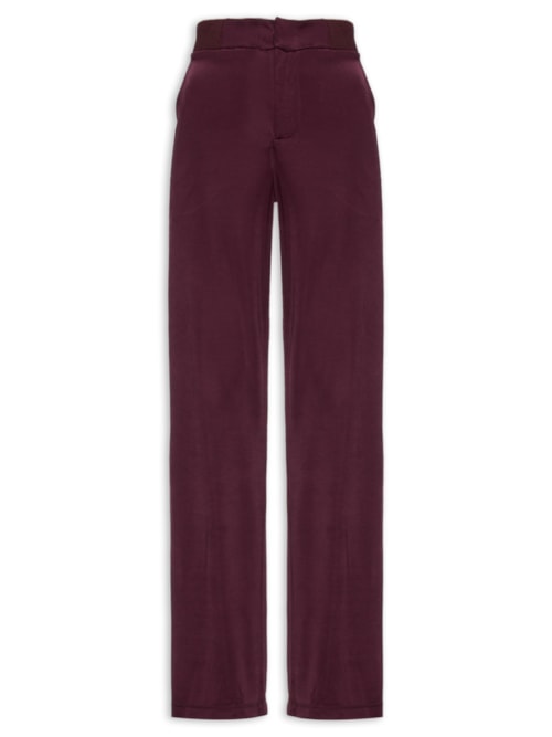 Calça Feminina Reta De Jersey Com Rib – Roxo