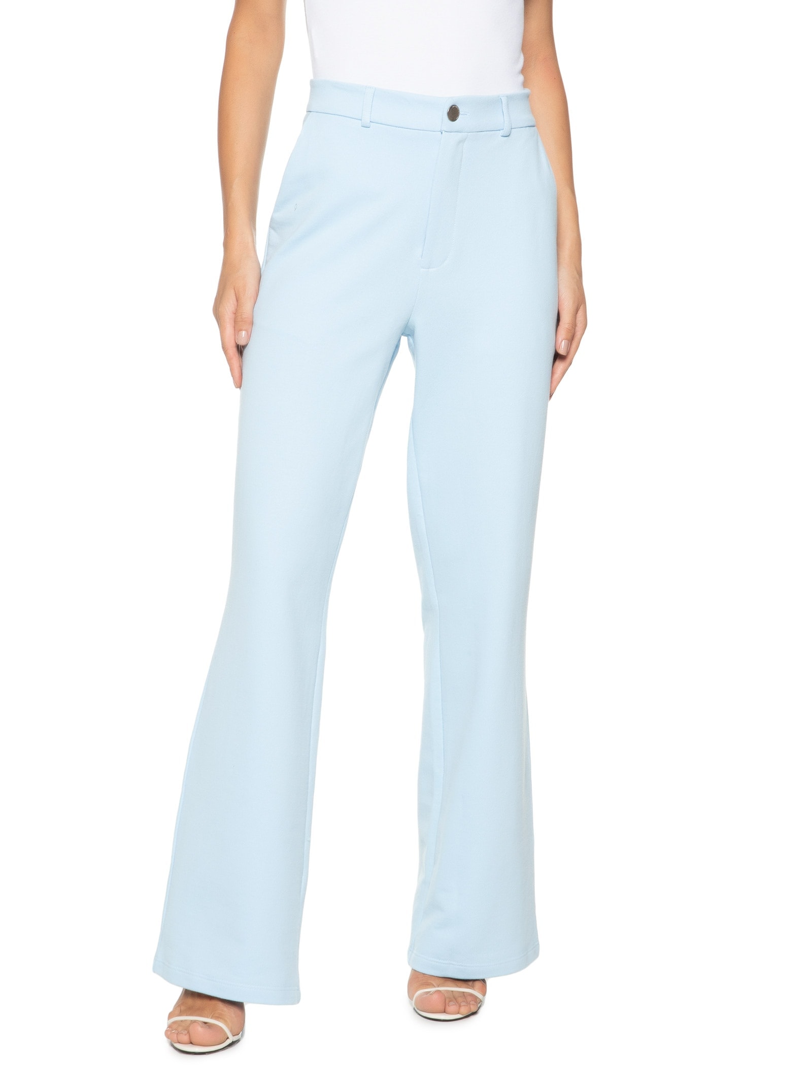 Calça Feminina Reta De Moletom Azul My Favorite Things