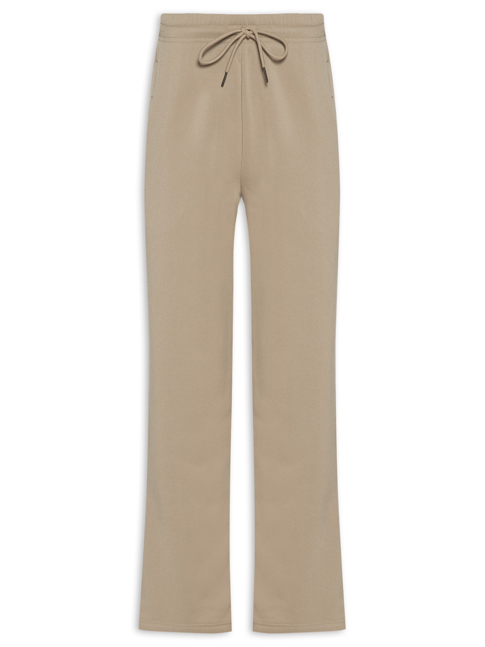 Calça Feminina Reta de Moletom Bege Basiq