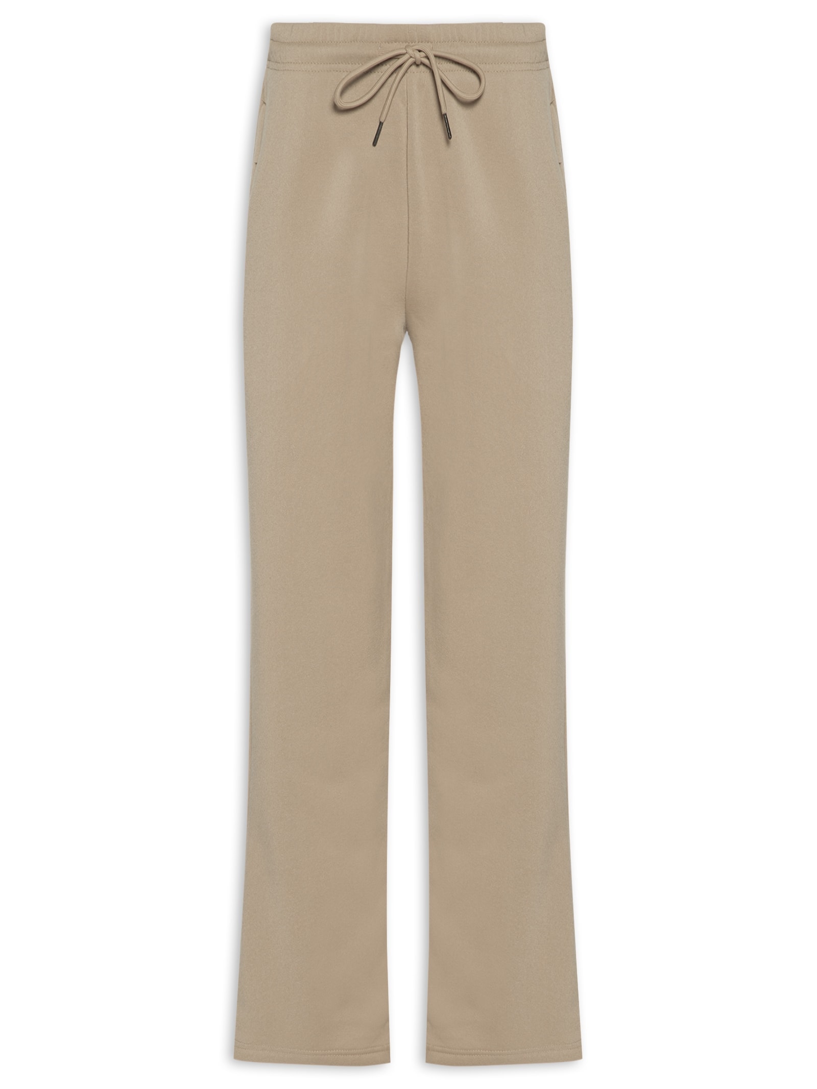 Calça Feminina Reta de Moletom Bege Basiq