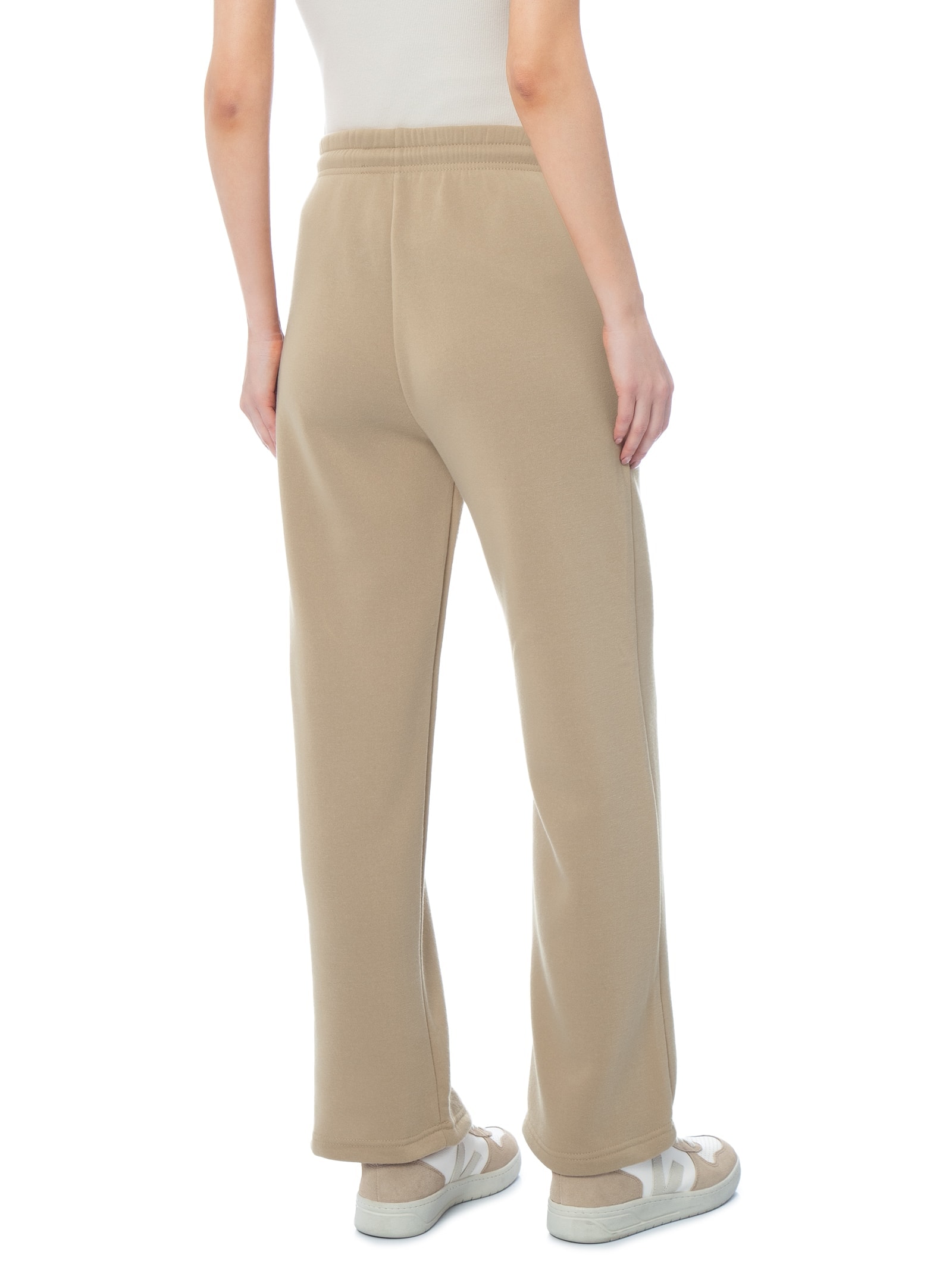 Calça Feminina Reta de Moletom Bege Basiq