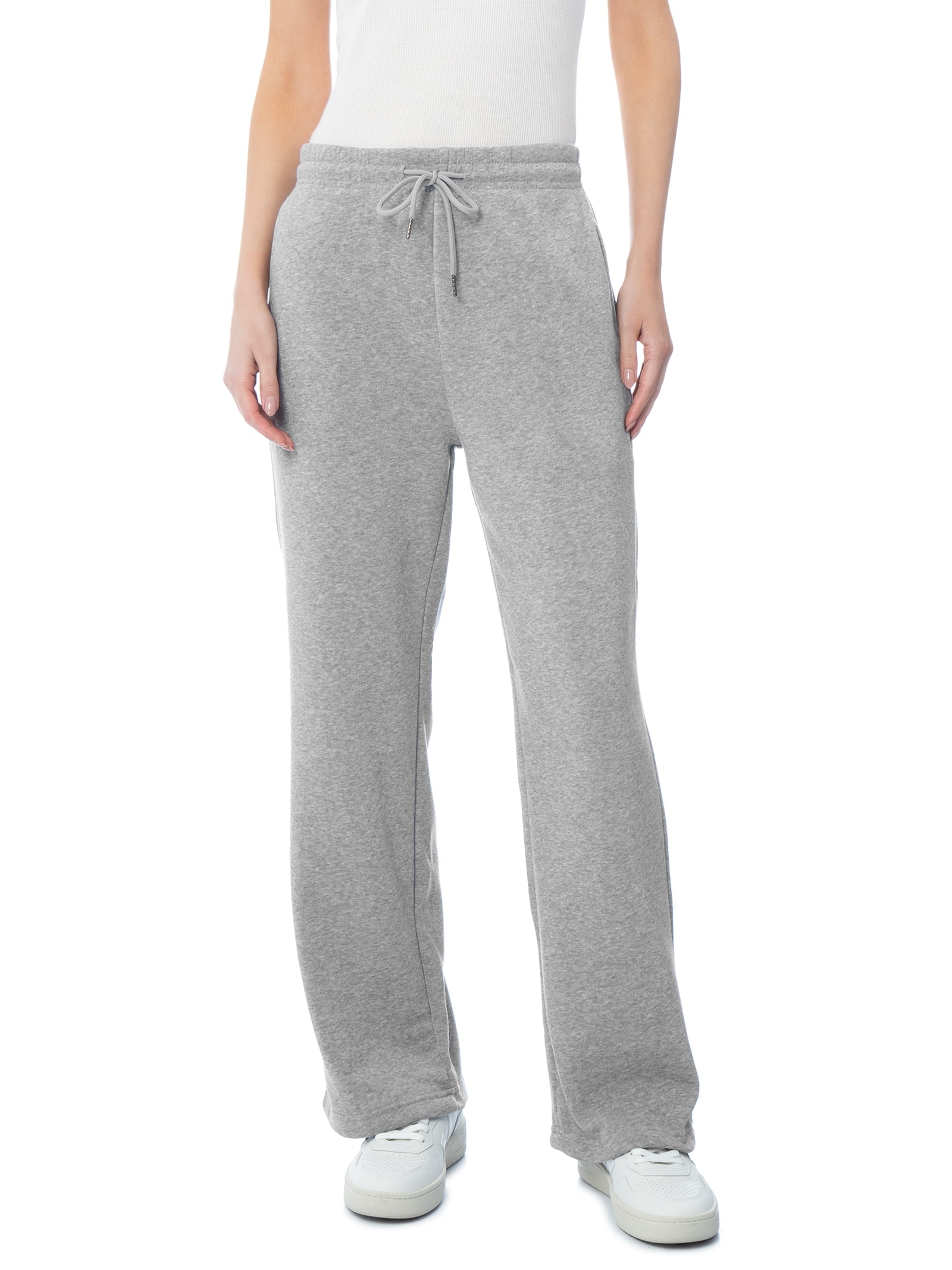 Calça Feminina Reta de Moletom Cinza Basiq