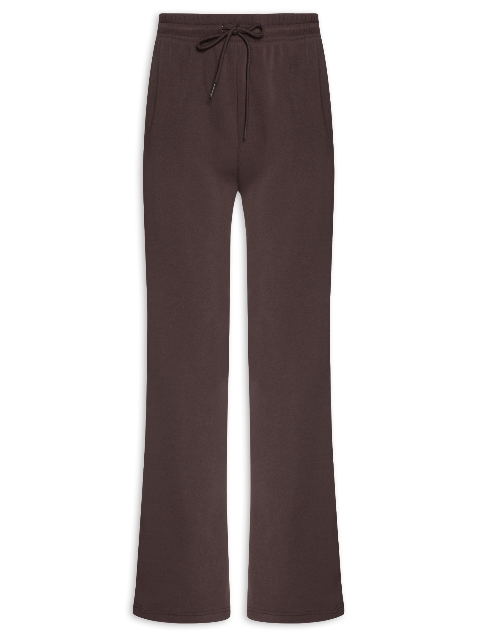 Calça Feminina Reta de Moletom Marrom Basiq