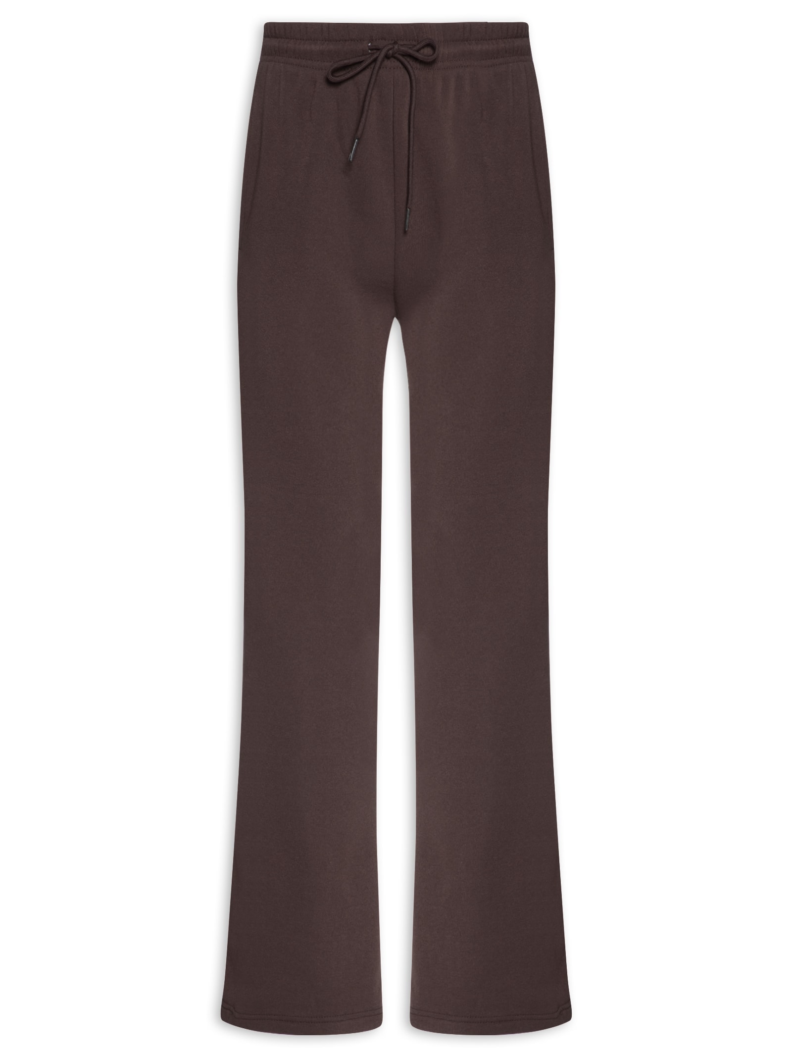 Calça Feminina Reta de Moletom Marrom Basiq